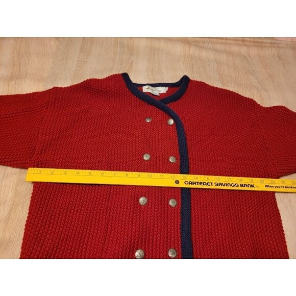 All Week Long Red Sweater Cardigan Sz M Heavyweight Career Wear 100% Wool - Picture 6 of 7